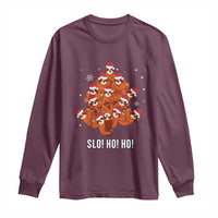 Funny Sloth Christmas Tree Long Sleeve Shirt Slo Ho Ho Ho Santa Hat