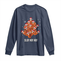 Funny Sloth Christmas Tree Long Sleeve Shirt Slo Ho Ho Ho Santa Hat
