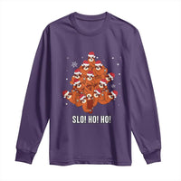 Funny Sloth Christmas Tree Long Sleeve Shirt Slo Ho Ho Ho Santa Hat