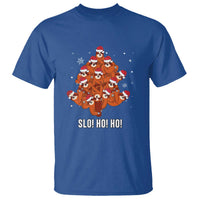 Funny Sloth Christmas Tree T Shirt Slo Ho Ho Ho Santa Hat - Wonder Print Shop