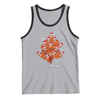 Funny Sloth Christmas Tree Tank Top Slo Ho Ho Ho Santa Hat