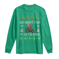 Biker Santa Claus Long Sleeve Shirt Oh What Fun It Is To Ride Motorcycle Christmas Ugly Sweater
