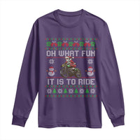 Biker Santa Claus Long Sleeve Shirt Oh What Fun It Is To Ride Motorcycle Christmas Ugly Sweater