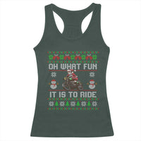 Biker Santa Claus Racerback Tank Top Oh What Fun It Is To Ride Motorcycle Christmas Ugly Sweater