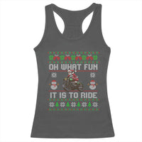 Biker Santa Claus Racerback Tank Top Oh What Fun It Is To Ride Motorcycle Christmas Ugly Sweater