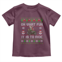 Biker Santa Claus Toddler T Shirt Oh What Fun It Is To Ride Motorcycle Christmas Ugly Sweater