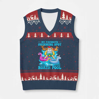 Xmas In July Relaxing Santa V-Neck Knit Sweater Vest My Favorite Swimming Spot Is The North Pole - Wonder Print Shop