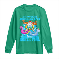 Christmas In July Relaxing Santa Long Sleeve Shirt My Favorite Swimming Spot Is The North Pole