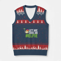Xmas Elf V-Neck Knit Sweater Vest Let Me Take An Elfie - Wonder Print Shop