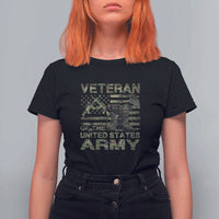 American Veteran T Shirt For Women Of The US Army Camouflage Flag - Wonder Print Shop