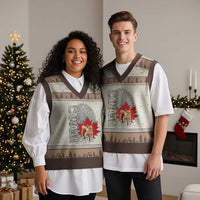 Canada Pride V-Neck Knit Sweater Vest Maple Leaf Squirrel Canadian Roots - Wonder Print Shop