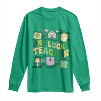 Teachers St Patrick's Day Long Sleeve Shirt One Lucky Teacher Retro Groovy
