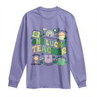 Teachers St Patrick's Day Long Sleeve Shirt One Lucky Teacher Retro Groovy