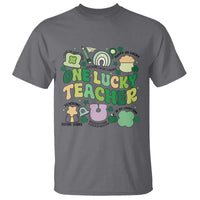 Teachers St Patrick's Day T Shirt One Lucky Teacher Retro Groovy