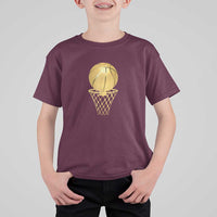 Golden Basketball Hoop T Shirt For Kid Trophy Game Player Coach Sports Lover