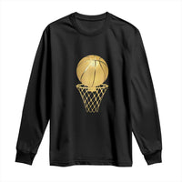 Golden Basketball Hoop Long Sleeve Shirt Trophy Game Player Coach Sports Lover