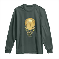 Golden Basketball Hoop Long Sleeve Shirt Trophy Game Player Coach Sports Lover