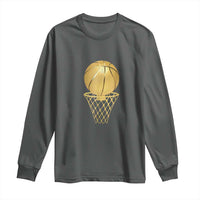 Golden Basketball Hoop Long Sleeve Shirt Trophy Game Player Coach Sports Lover