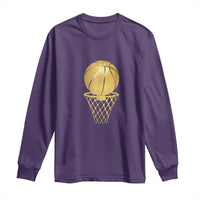 Golden Basketball Hoop Long Sleeve Shirt Trophy Game Player Coach Sports Lover