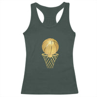Golden Basketball Hoop Racerback Tank Top Trophy Game Player Coach Sports Lover