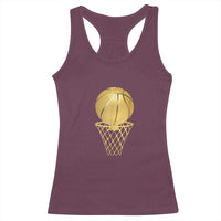 Golden Basketball Hoop Racerback Tank Top Trophy Game Player Coach Sports Lover