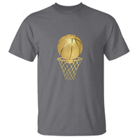 Golden Basketball Hoop T Shirt Trophy Game Player Coach Sports Lover