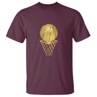 Golden Basketball Hoop T Shirt Trophy Game Player Coach Sports Lover