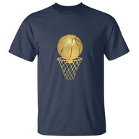 Golden Basketball Hoop T Shirt Trophy Game Player Coach Sports Lover