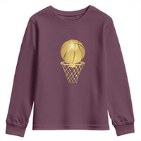 Golden Basketball Hoop Youth Sweatshirt Trophy Game Player Coach Sports Lover