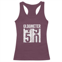 Oldometer 50 Birthday Racerback Tank Top Funny Vintage Aged to Perfection
