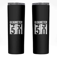 Oldometer 50 Birthday Skinny Tumbler Funny Vintage Aged to Perfection
