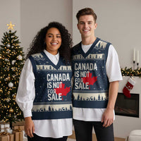 Canada Is Not For Sale V-Neck Knit Sweater Vest Distressed Vintage Canadian Maple Leaf - Wonder Print Shop