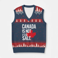 Canada Is Not For Sale V-Neck Knit Sweater Vest Distressed Vintage Canadian Maple Leaf - Wonder Print Shop