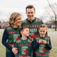 Canada Is Not For Sale V-Neck Knit Sweater Vest Distressed Vintage Canadian Maple Leaf - Wonder Print Shop