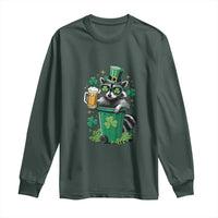 Funny St.Patrick's Day Raccoon Long Sleeve Shirt Patrick Drinking Irish