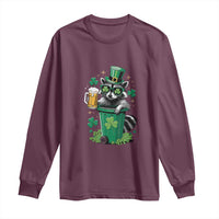 Funny St.Patrick's Day Raccoon Long Sleeve Shirt Patrick Drinking Irish