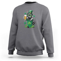 Funny St.Patrick's Day Raccoon Sweatshirt Patrick Drinking Irish