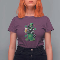 Funny St.Patrick's Day Raccoon T Shirt For Women Patrick Drinking Irish