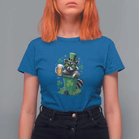 Funny St.Patrick's Day Raccoon T Shirt For Women Patrick Drinking Irish