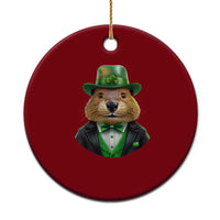 Funny Groundhog Leprechaun Ceramic Ornament Woodchuck Happy St Patrick's Day - Wonder Print Shop