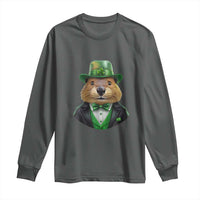 Funny Groundhog Leprechaun Long Sleeve Shirt Woodchuck Happy St Patrick's Day