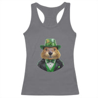 Funny Groundhog Leprechaun Racerback Tank Top Woodchuck Happy St Patrick's Day