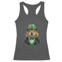 Funny Groundhog Leprechaun Racerback Tank Top Woodchuck Happy St Patrick's Day