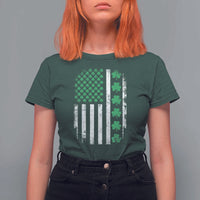 American Shamrock Flag T Shirt For Women Lucky St Patricks Day