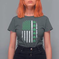 American Shamrock Flag T Shirt For Women Lucky St Patricks Day