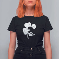 St Patricks Day Dinosaur Rex T Shirt For Women Dino in Lucky Shamrock