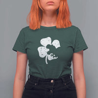 St Patricks Day Dinosaur Rex T Shirt For Women Dino in Lucky Shamrock