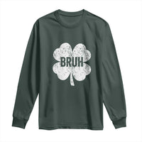 Funny St Patricks Day Bruh Long Sleeve Shirt Lucky Shamrock Vintage