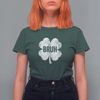 Funny St Patricks Day Bruh T Shirt For Women Lucky Shamrock Vintage