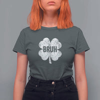 Funny St Patricks Day Bruh T Shirt For Women Lucky Shamrock Vintage